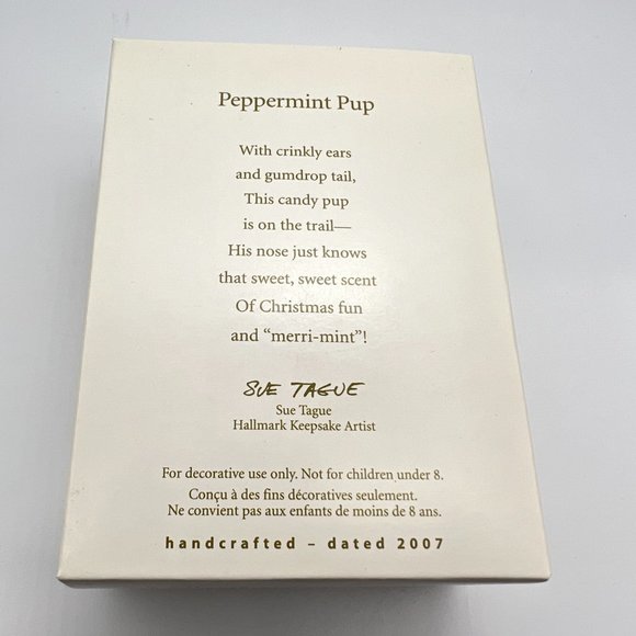 Hallmark Keepsake PEPPERMINT PUP Ornament New In Box 2007 - Picture 4 of 7